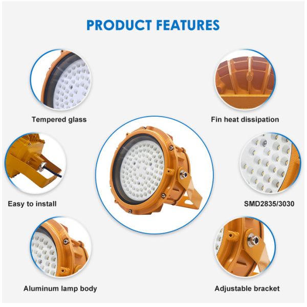 Водонепроницаемость IP65 Промышленное взрывобезопасное освещение светильники Наводнительное освещение AC85-265V / 50Hz 60Hz