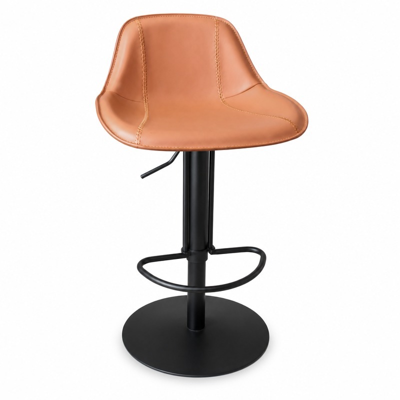 Swivel Bar Stool Height Adjustable Counter Chair Faux Leather Seat Black Base