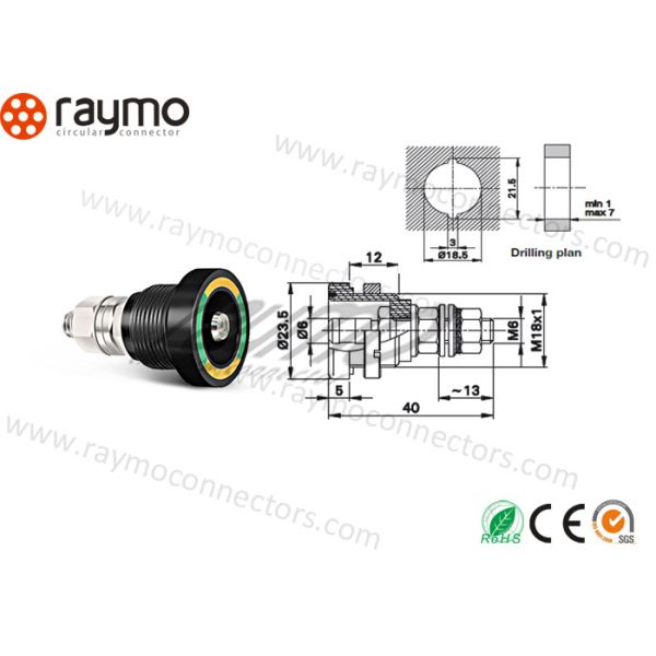 Разъем питания покрытый никелем водоустойчивый, изолятор соединителей ПОМ медицинской ранга