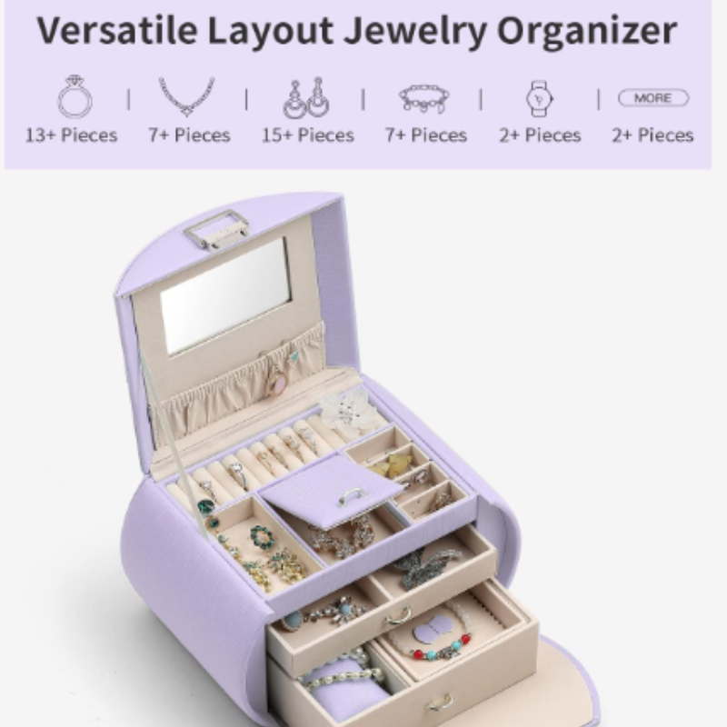 Portable Leather Jewelry Boxes Custom Design OEM Logo With Two Stackable Layer