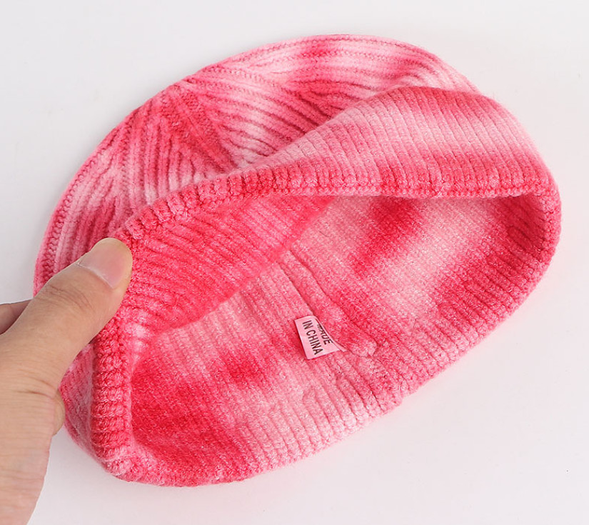 Women'S Tie Dye 100 Acrylic Beanies And Caps Cuffed Warm Winter Knit Watch Hat Skull Cap