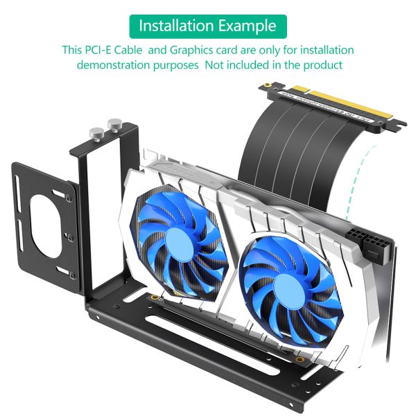 Black Graphics Card Holder Vertical Bracket with 24*17*6CM Size and 1 Year Warranty