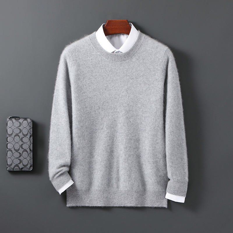Men's 100% Wool Pullover Knit Sweater - Breathable 12 GG for Autumn Winter