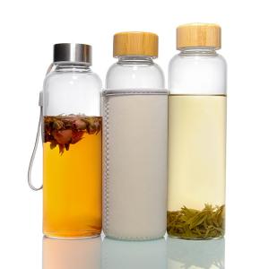 Wholesale 500ml 750ml 1000ml Clear Glass Water Bottles With Lid And Covers