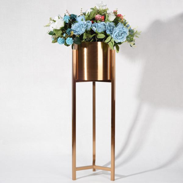 Gold Plant Pedestal Metal Flower Planter Golden Flower Pot Stand