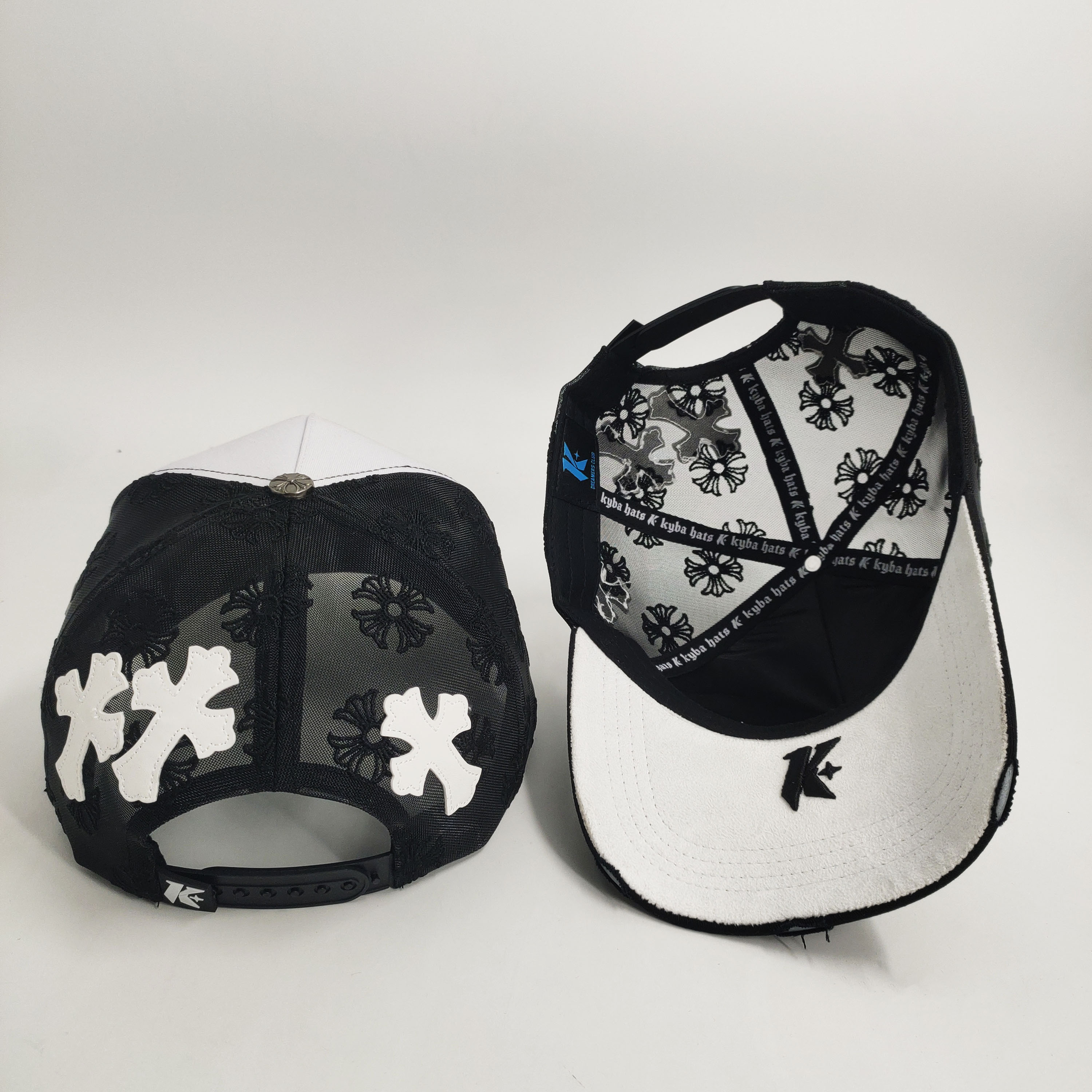 Embroidered Patch Flowers Custom Embroidery Trucker Hats Mesh Cotton PU Leather Stitching All Around Patch