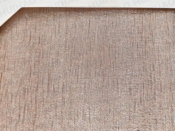 青銅色のガラス薄板にされた建築正面のクラッディングを金網