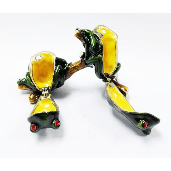 Cute frog metal rhinestone box wholesale frog jewelry boxes custom jewelry boxes