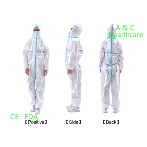Blue PP Non Woven Disposable Protective Gowns Soft Hand Feeling 115*137 Cm