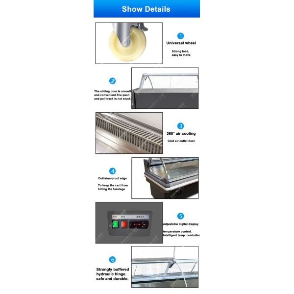Supermarket Front Lifting Built-in Compressor Refrigerated Storage Cabinet Deli Showcase with LED Light