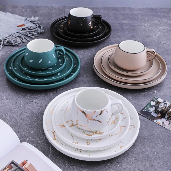 Marble Fission White Porcelain Dinnerware Sets For Restaurant Home Hotel