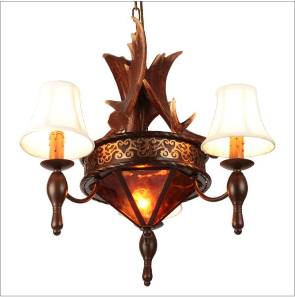 Moose antler chandelier Lighting Fixtures With lampshade (WH-AC-29)