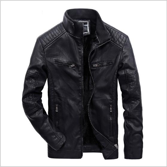 oem wholesale uniform fleece waterproof high quality leather men's winter coat nice deisng model