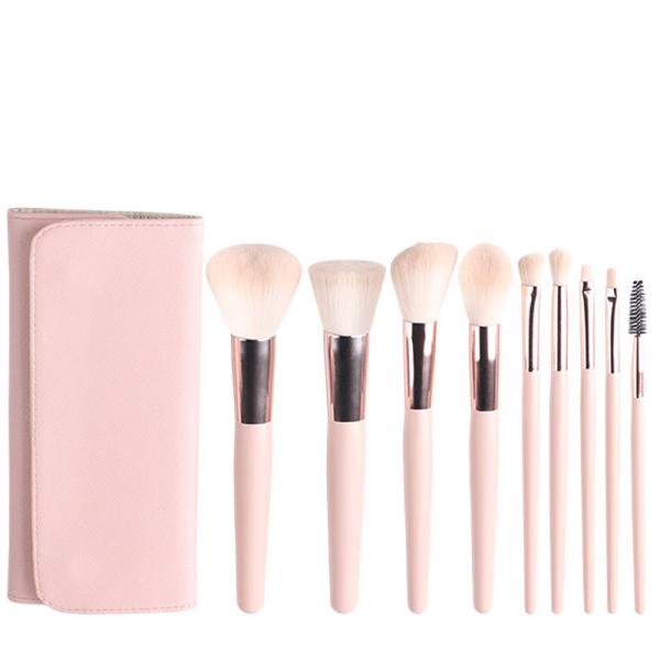 9 Pieces Cosmetic Makeup Brush Set Soft Synthetic Fibers Free Samples