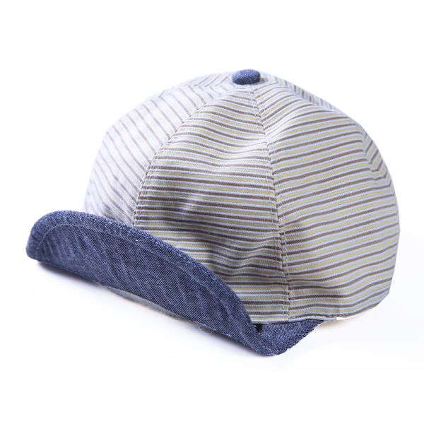 Custom Striped Flip Up Brim Childrens Baseball Cap Cotton 5cm Visor