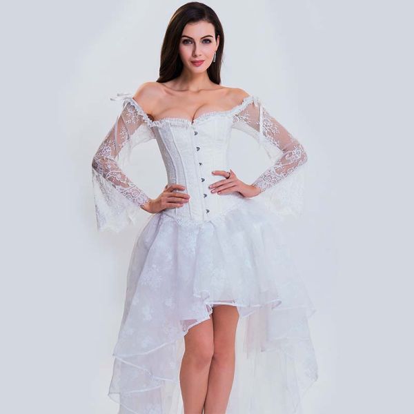 Корсет свадьбы Nanbin белый 34,25 дюйма плюс Bustier размера Bridal