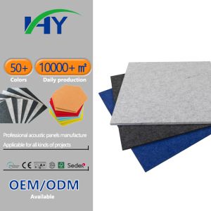 Grey PET Acoustic Panel Soundproofing Hanging Installation For Bar Decoration