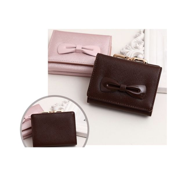 2016 new women's wallets cute bow buckle short paragraph mini wallet
