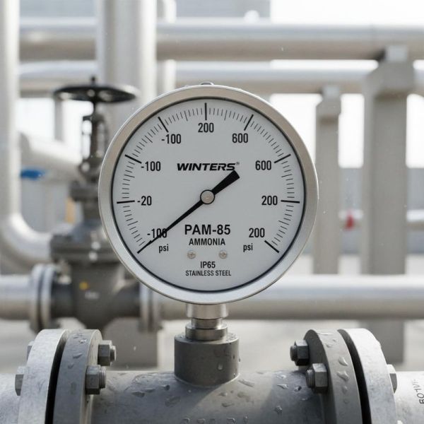WINTERS PAM-85 Stainless Steel Ammonia Gauge with IP65 Protection and 210mm Dial Size for Industrial Use