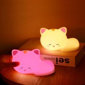 Mini Lovely Cat Rechargeable Led Soft Touch Silicone Night Light For Kids Room