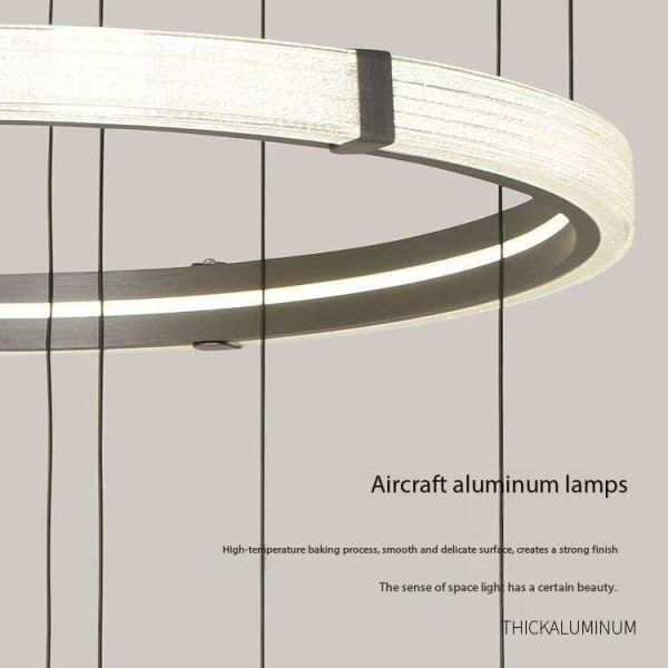 Nordic Indoor Villa Big Lighting Chandelier Modern Creative Ring Hollow Rotating Pendant Light