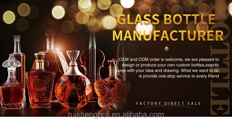 Custom 500ml 700ml 750ml Empty Liquor Wine Brandy Glass Bottle With Glass Cork for Vodka