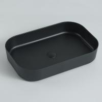Vasque en mélamine à poser sur plan, noir mat, bord ultra fin, lavabo de salle de bain rectangulaire, artistique, pour se laver les mains