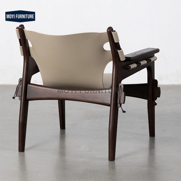 Hotel Modern Chair with Arms Leather Upholstered Wooden Frame Single Accent Chair Luxury Lounge Seating Living Room
