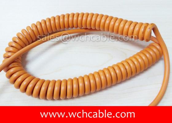 Medical Healthcare Spiral Cable UL758 Certified Polyurethane PUR Sheath Pure Copper Conductors