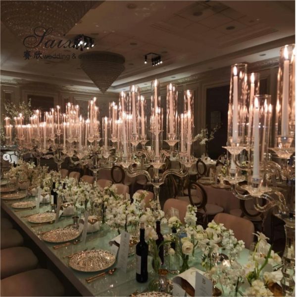 ZT-595 Derniers 13 bras cristallins clairs chandeliers centrepieces pour la décoration de mariage