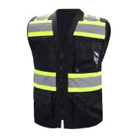 Vestes de sécurité réfléchissantes noires avec fermeture à fermeture à glissière