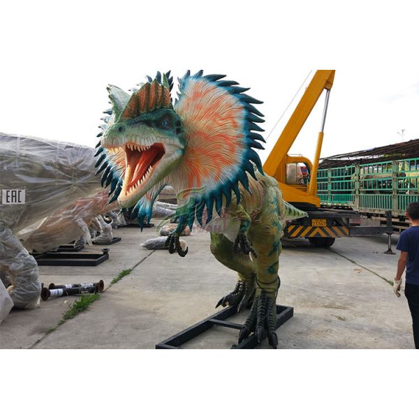 Jurassic Park Dilophosaurus Realistic Animatronic Dinosaur For Exhibition
