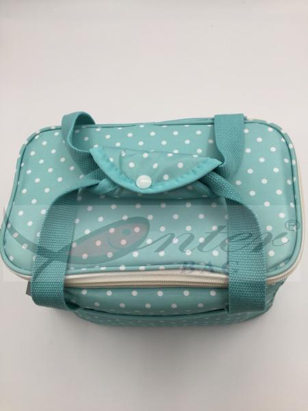 White Dots Insulated Lunch Tote / Personalized Neoprene Lunch Bags For Women