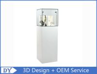 Vitrines de piédestal de tour blanche brillante avec lumières LED