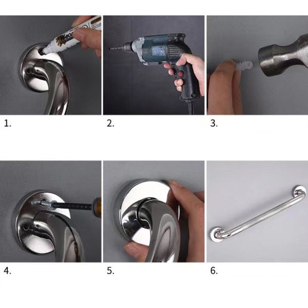 Anti Slip SUS304 Stainless Steel Grab Bar For Elderly Injury Senior Assist OEM