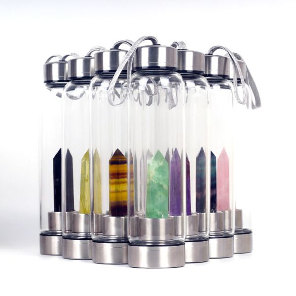 Pure Crystal Glass Water Bottle Natural Healing For Hot / Cold Drinks