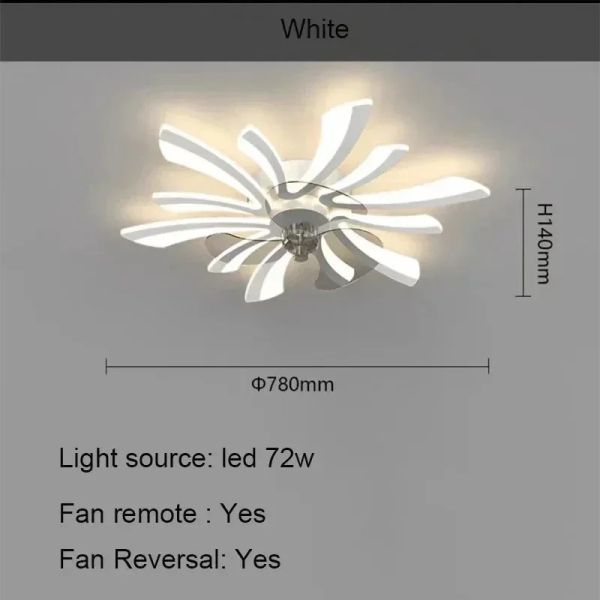 Remote Control Living Dining Table Room Bedrooms Fan Lighting Fixtures Petals led Ceiling fan light(WH-CLL-57)