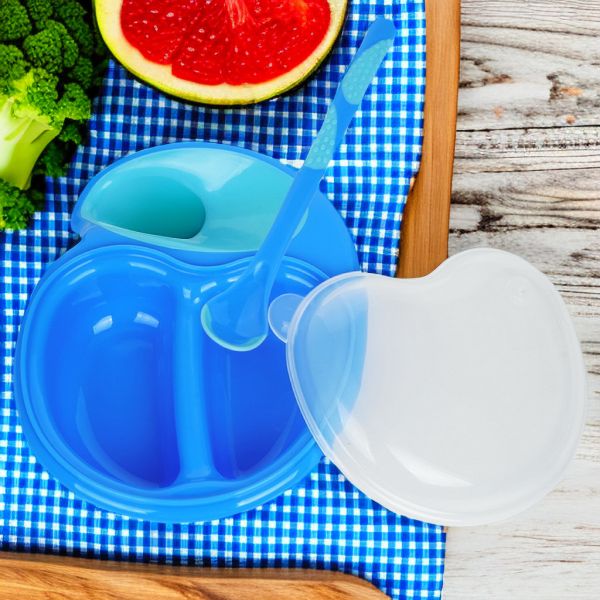 Blue Easy Grip Baby Feeding Bowls And Spoons Bpa Free