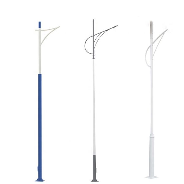 Outdoor Galvanized Street Lighting Pole with Single-side Bracket and Nickel Plating
