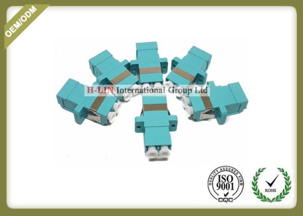 LC OM3 Duplex SC Type Plastic Fiber Optic Adapter With Ceramic Sleeve Aqua Color