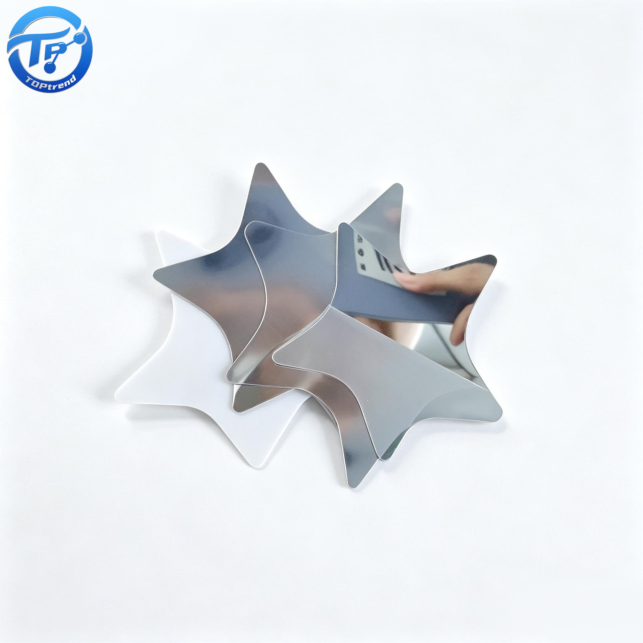 Wholesale PET Star Shape Self Adhesive Mirror Pentagram Sticky Back Mirror DIY Decorative Plastic Mirror Sheet