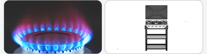 Free Standing Five Burner Gas Stove Value Cast Iron Kitchen Cooking Stove With Cover