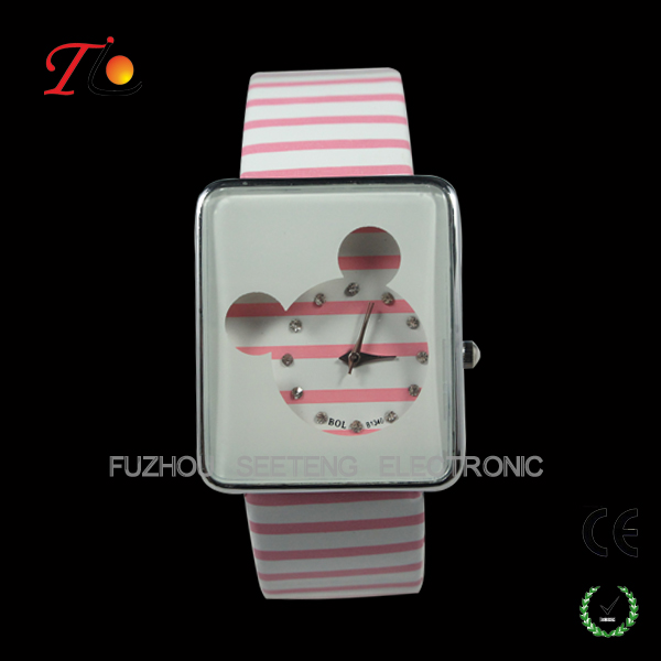 Cute Mickey Mouse style lady watch hot selling watches young girl watch for promotion