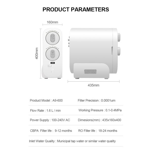 Nobana 600G High Flow Customizable Under Sink Reverse Osmosis System Water Purifier