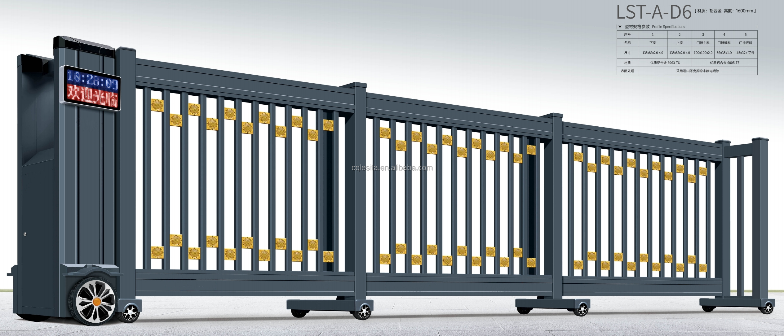 Automatic Opening Aluminum Trackless Sliding Door Segment Expandable Gate Electric Retractable Portail for Outdoor Courtyard