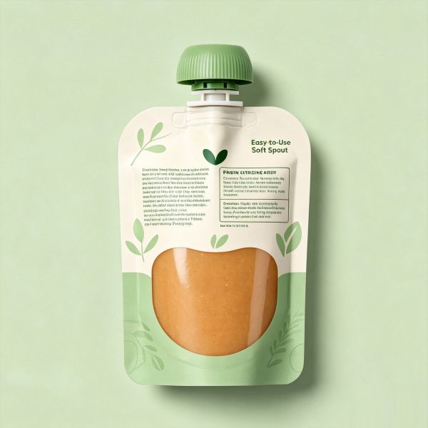 Eco-Friendly Baby Food Pouch with Clear Window - 100% Compostable Sustainable Spout Packaging for Organic Purees