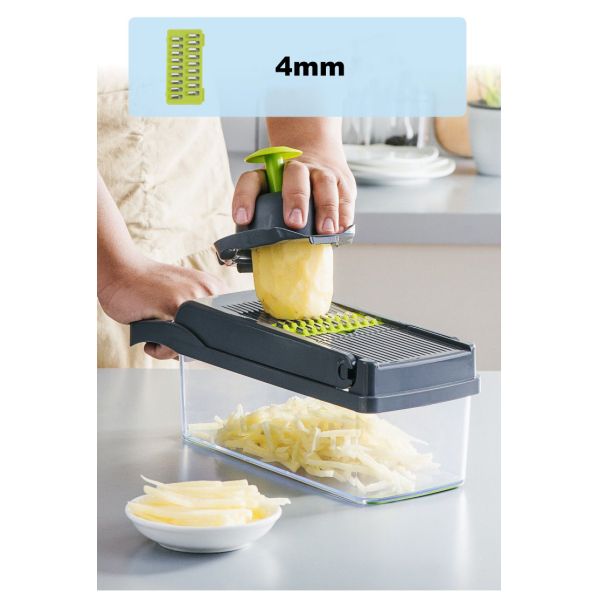 Metal Vegetable Chopper Onion Cutter Multifunctional Slicer Grater With Colander Basket