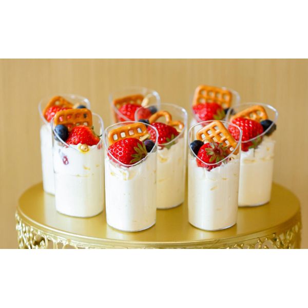Plastic Dessert Cups With Spoons, 3 Oz Clear Mini Parfait Appetizer Cups, Reusable Slanted Triangle Shooter Serving Bowls For Tasting, Small Dessert Shot Glasses