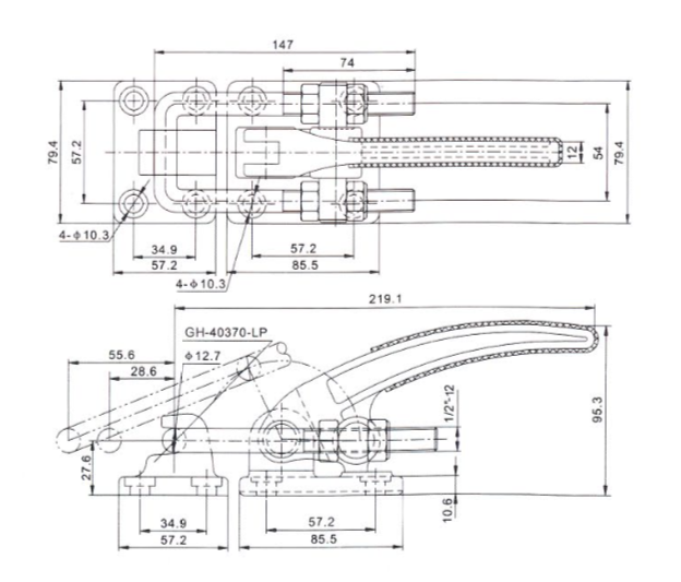 Sturdy Heavy Duty Latch Clamp 40380 Holding Force 3400kgs Destaco 385