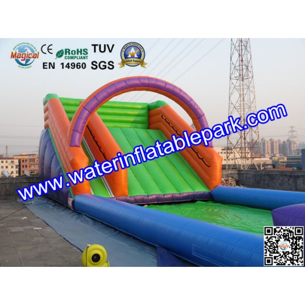 Outdoor Sport Game Zorb Ramp / Roller Ball Inflatable Steep Hill With Pool